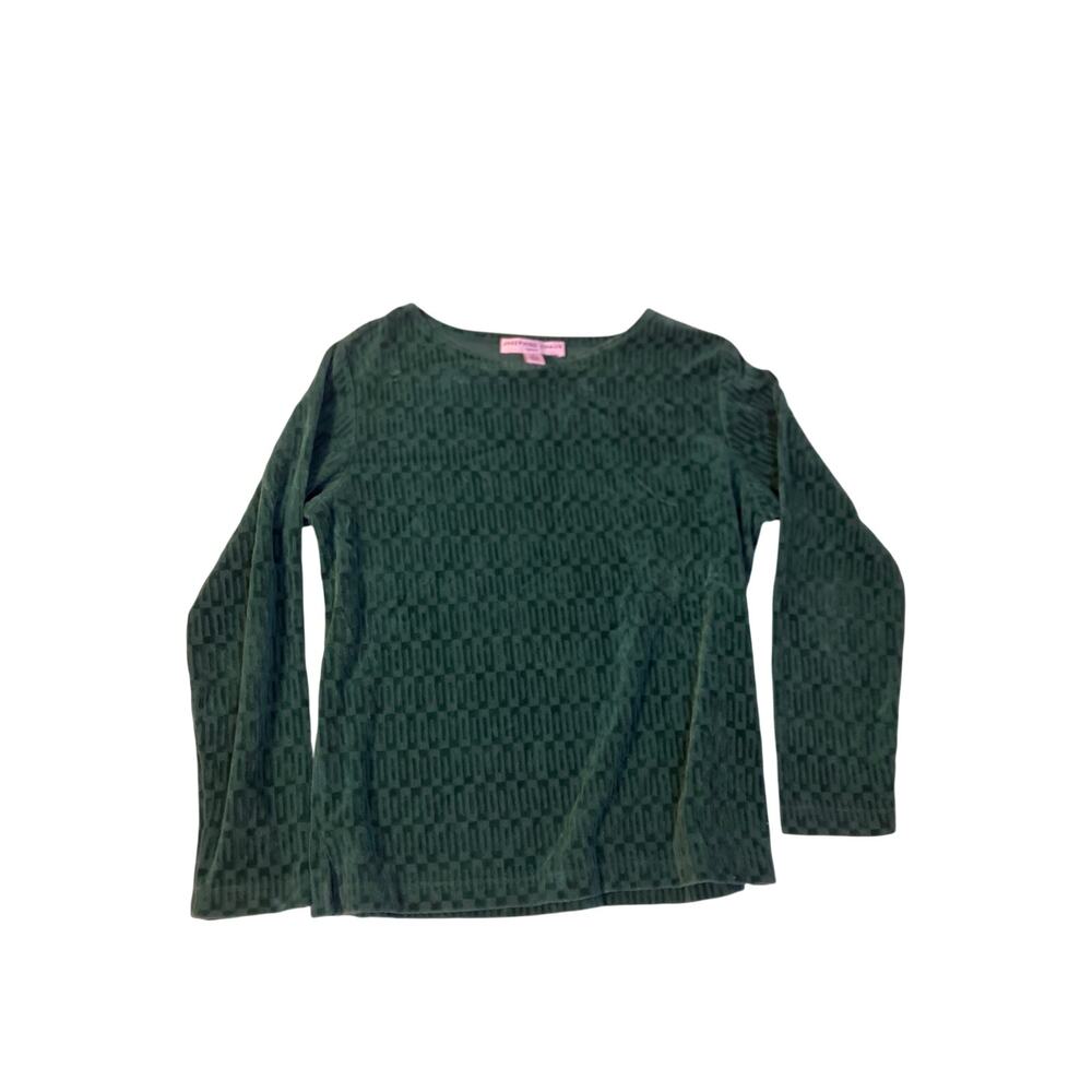 Y2K‎ Josephine Chaus Sport Green Velour Velvet Geometric Top Long Sleeve Small